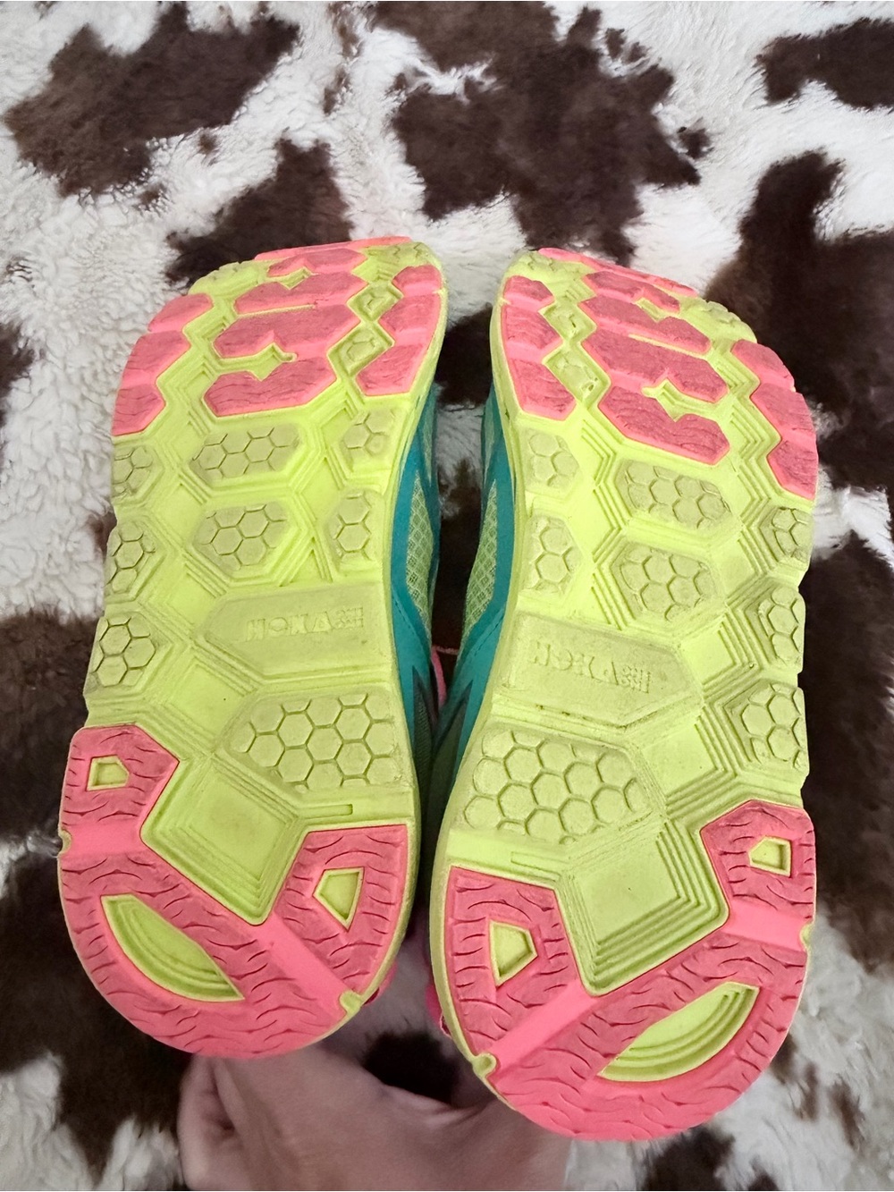 Hoka Clifton Turquoise, neon yellow and neon orange Women's Running Sneakers 9.5 - Picture 8 of 8